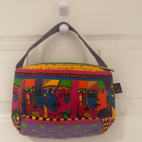 Vintage Laurel Burch Abstract Faces Purse - Picture 2 of 6
